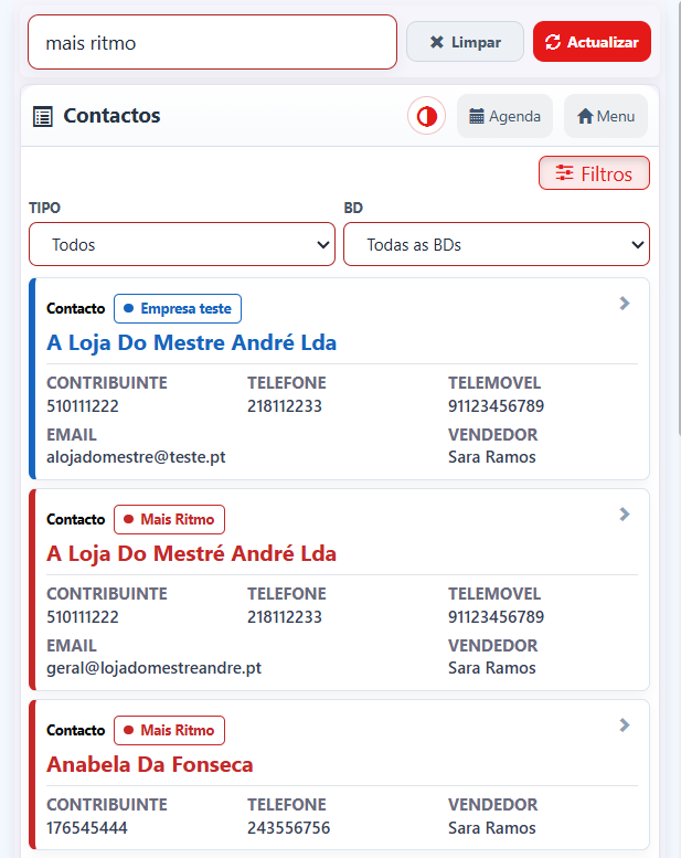 Pesquisa unificada de contactos multiempresa no Total ViewCRM